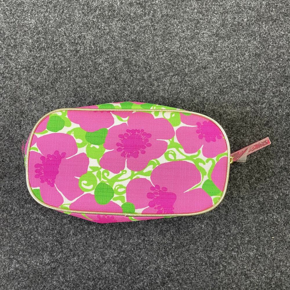 NEW Lilly Pulitzer Estee Lauder Cosmetic Makeup Bag Pink floral  Zipper Pouch - Picture 3 of 11